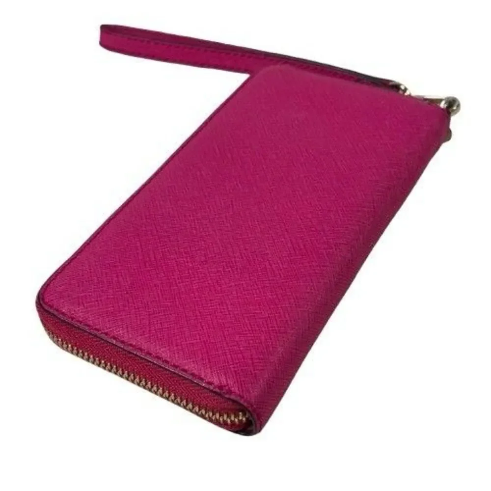 Michael Kors Jet Set Travel Continental Wristlet Wallet Pink Saffiano Leather